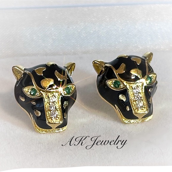 💎MEN/WOMAN Style Black PANTHER Leopard Earrings, Panther, Cheetah - Picture 3 of 5